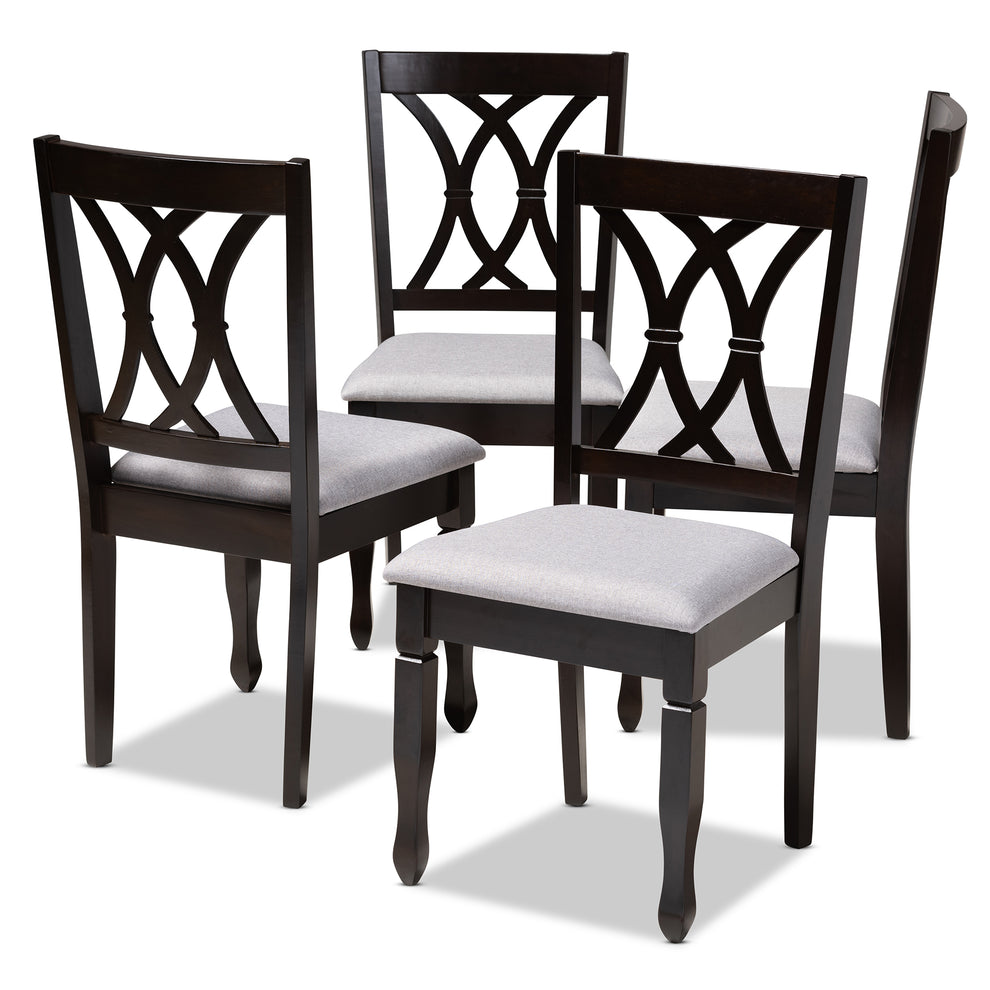 Baxton Studio Reneau Modern and Contemporary Sand Fabric Upholstered Espresso Brown Finished Wood Dining Chair Set of 4 | Dining Chairs | Modishstore - 9
