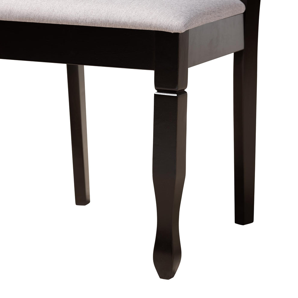 Baxton Studio Irene Modern Grey Fabric and Dark Brown Finished Wood 5-Piece Dining Set | Dining Sets | Modishstore - 9