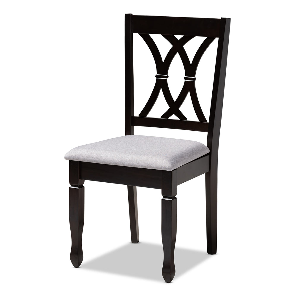 Baxton Studio Reneau Modern and Contemporary Sand Fabric Upholstered Espresso Brown Finished Wood Dining Chair Set of 4 | Dining Chairs | Modishstore - 10