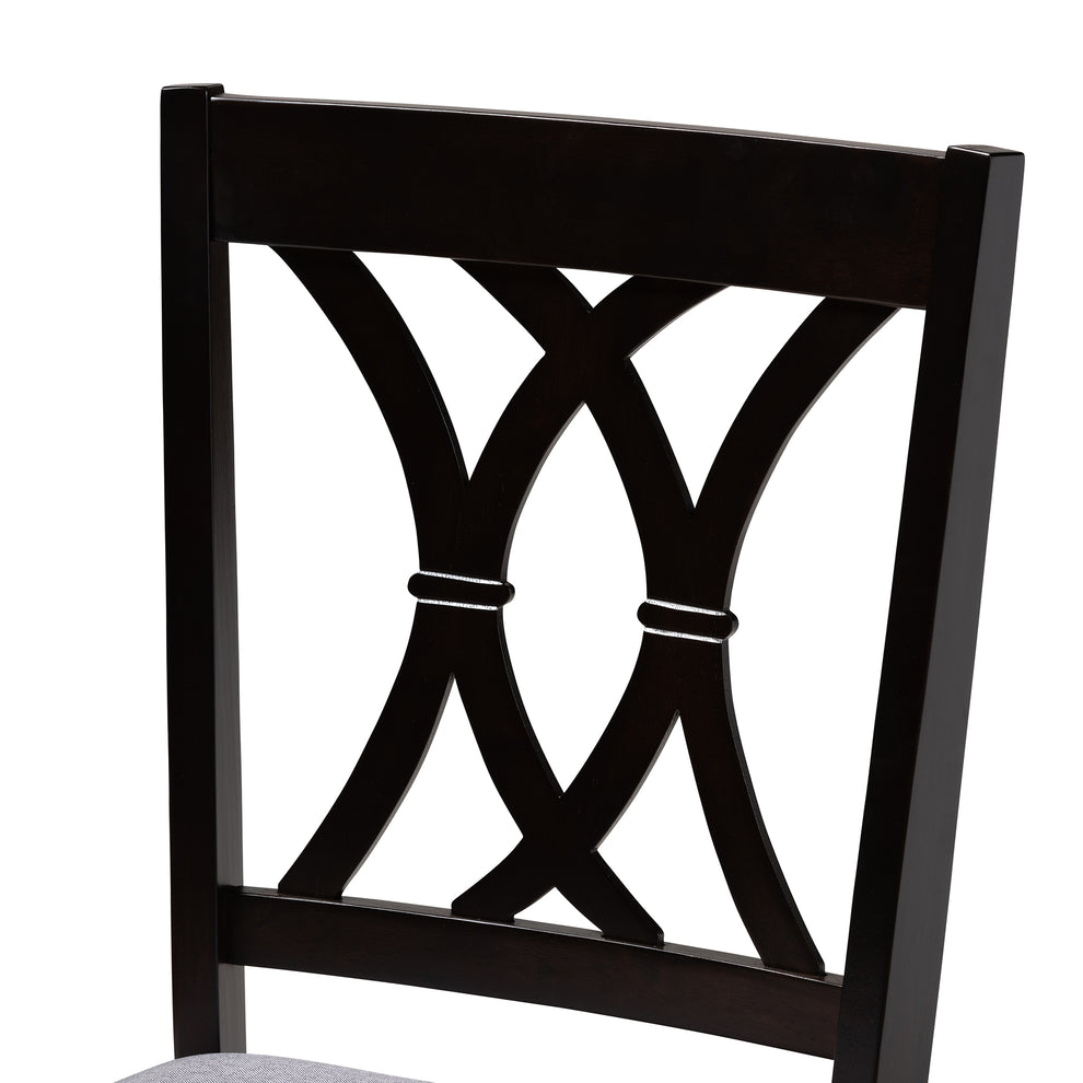 Baxton Studio Reneau Modern and Contemporary Sand Fabric Upholstered Espresso Brown Finished Wood Dining Chair Set of 4 | Dining Chairs | Modishstore - 11