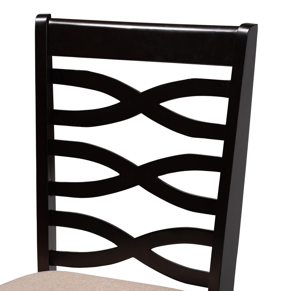 Baxton Studio Ariane Modern Sand Fabric and Dark Brown Finished Wood 5-Piece Dining Set | Dining Sets | Modishstore - 8