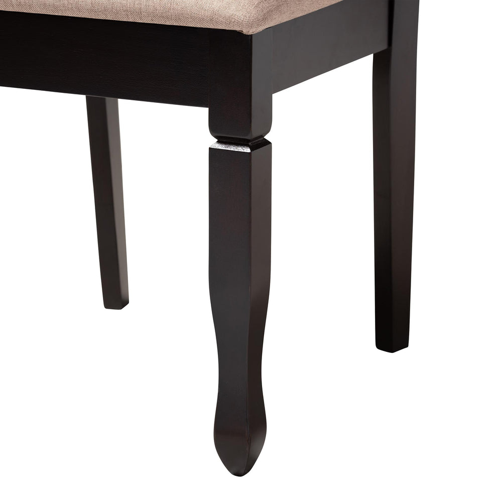 Baxton Studio Ariane Modern Sand Fabric and Dark Brown Finished Wood 5-Piece Dining Set | Dining Sets | Modishstore - 9