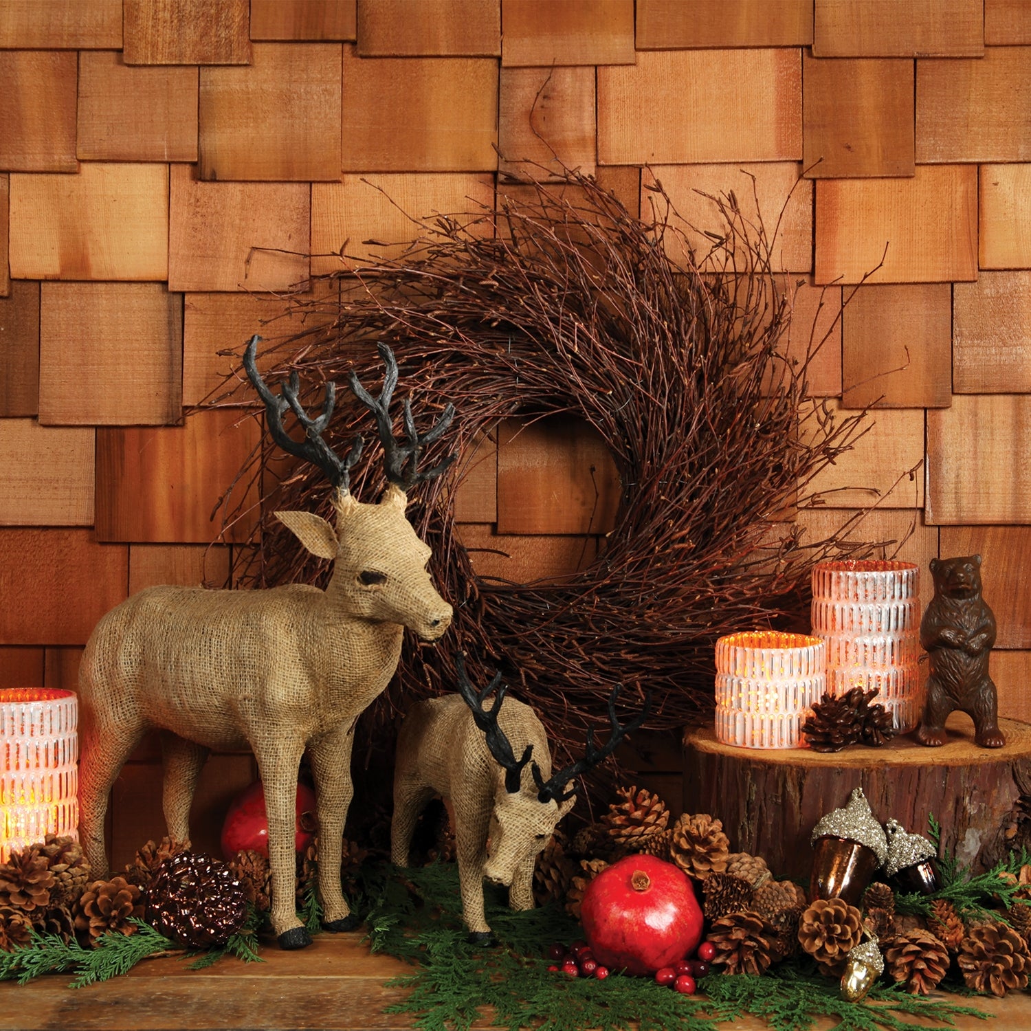Burlap Stag Head Up - Large - Natural By HomArt | Animals & Pets | Modishstore - 1