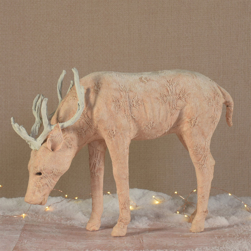 Blush Stag Grazing - Large - Stonewashed Pink By HomArt | Animals & Pets | Modishstore - 1