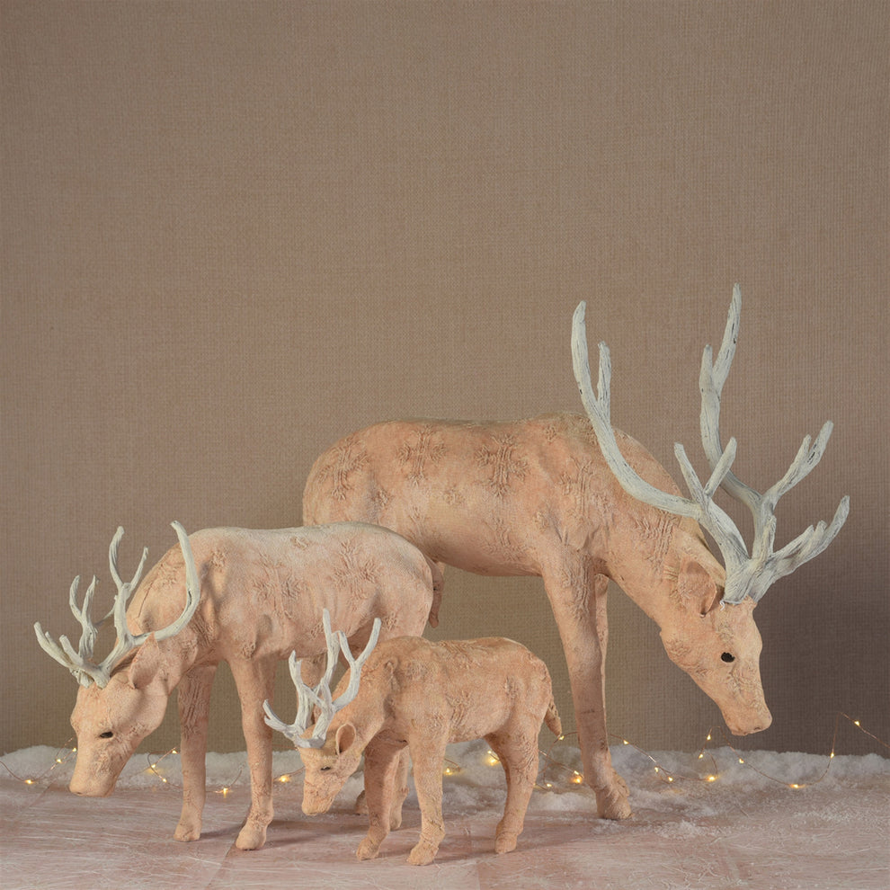 Blush Stag Grazing - Large - Stonewashed Pink By HomArt | Animals & Pets | Modishstore - 2