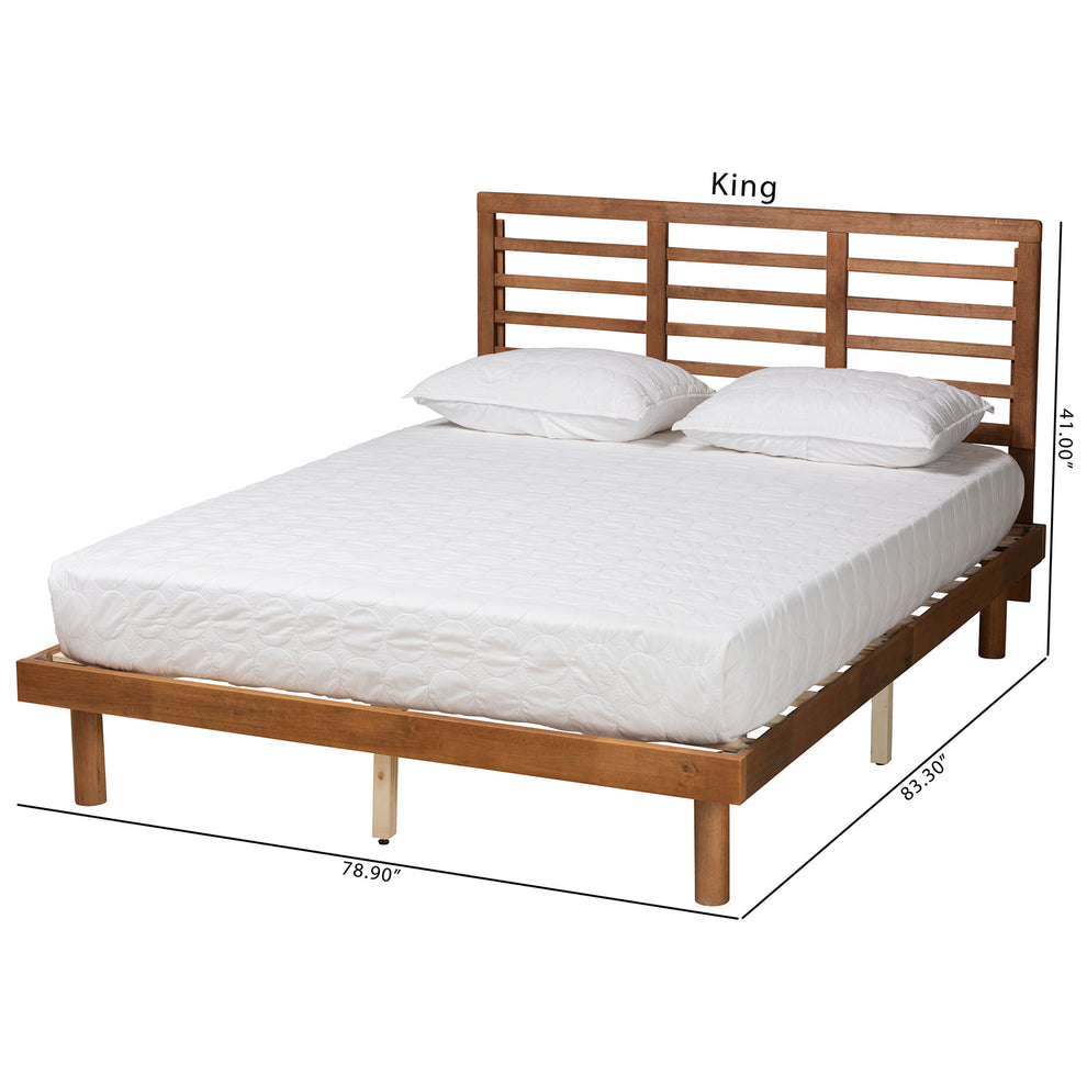 Baxton Studio Lucine Mid-Century Modern Ash Walnut Finished Wood Queen Size Platform Bed | Beds | Modishstore - 9