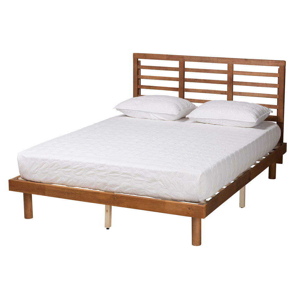 Baxton Studio Lucine Mid-Century Modern Ash Walnut Finished Wood Queen Size Platform Bed | Beds | Modishstore - 2