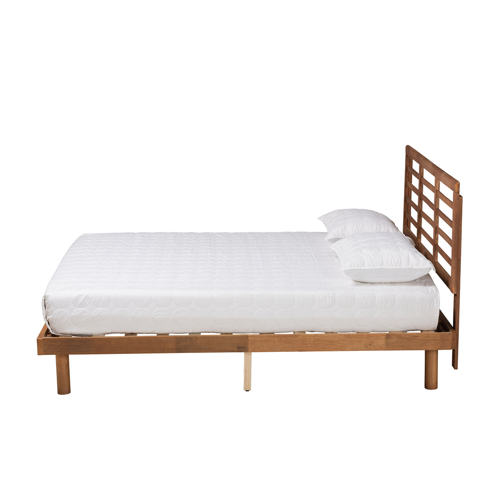 Baxton Studio Lucine Mid-Century Modern Ash Walnut Finished Wood Queen Size Platform Bed | Beds | Modishstore - 3