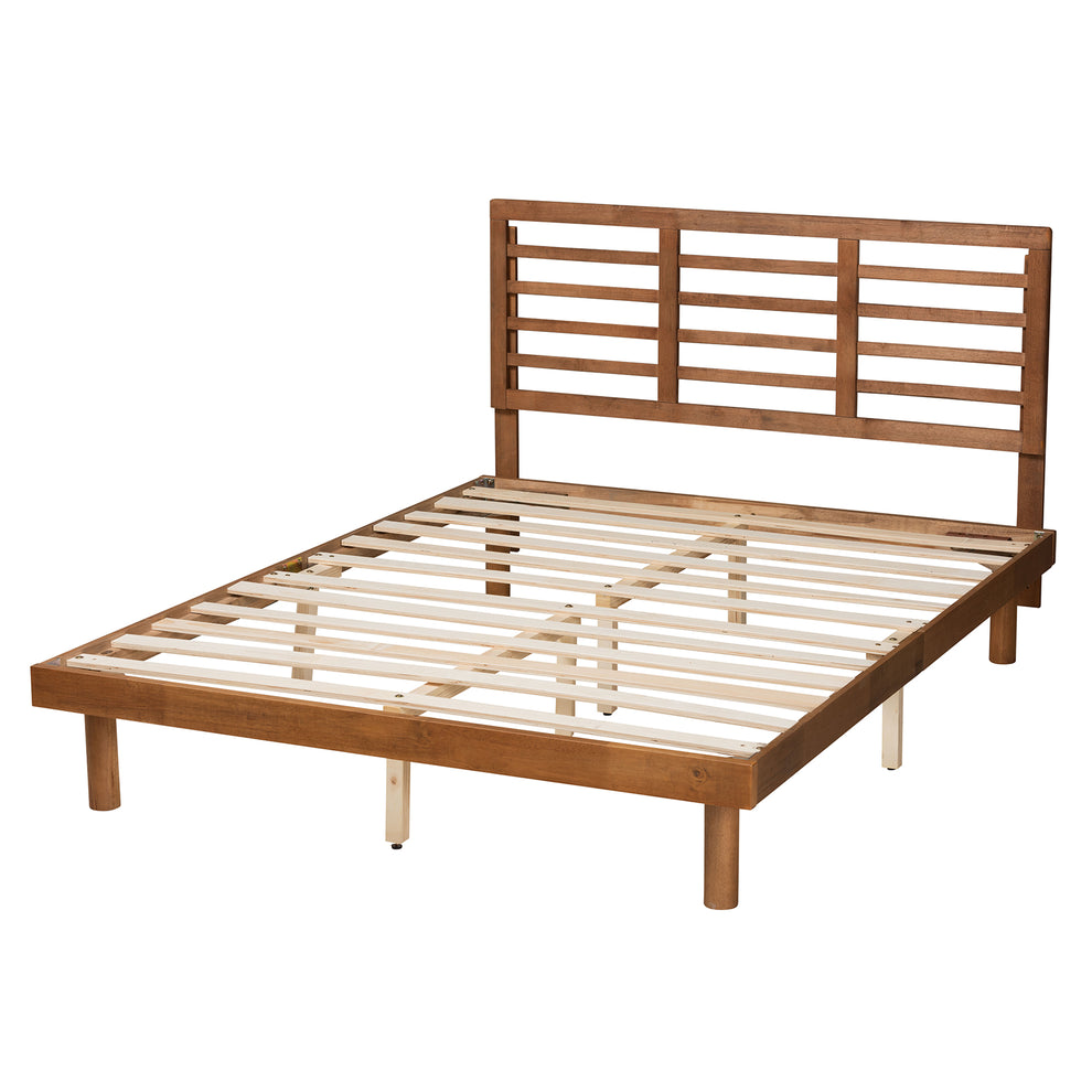 Baxton Studio Lucine Mid-Century Modern Ash Walnut Finished Wood Queen Size Platform Bed | Beds | Modishstore - 4