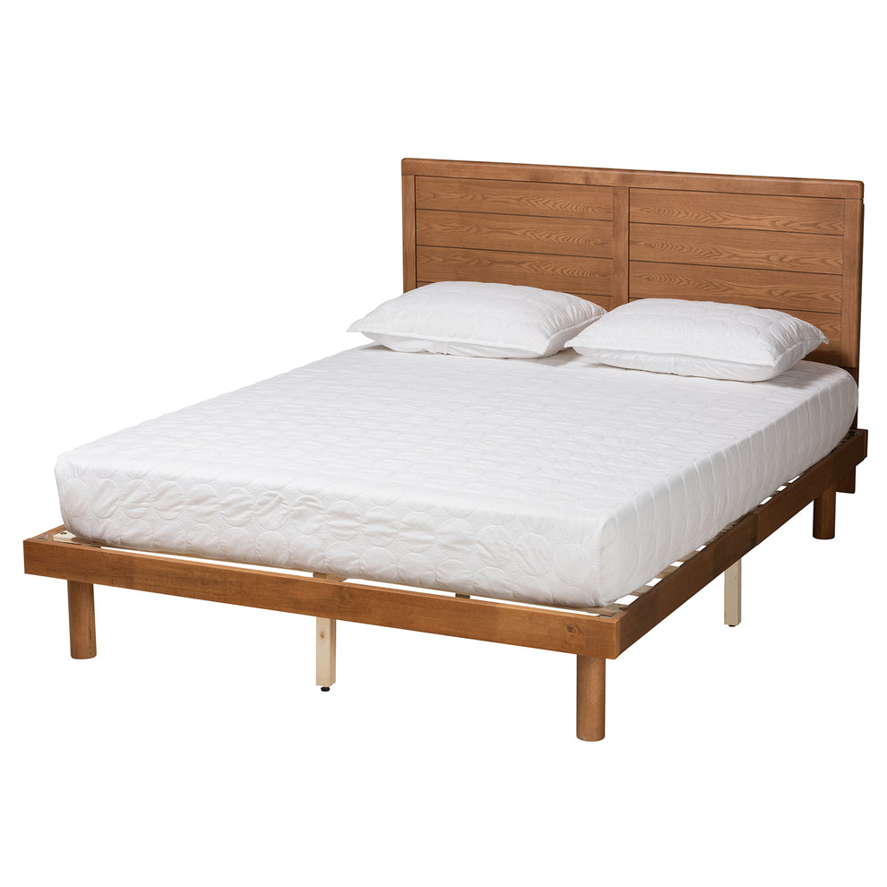 Baxton Studio Daina Mid-Century Modern Ash Walnut Finished Wood Queen Size Platform Bed | Beds | Modishstore - 2
