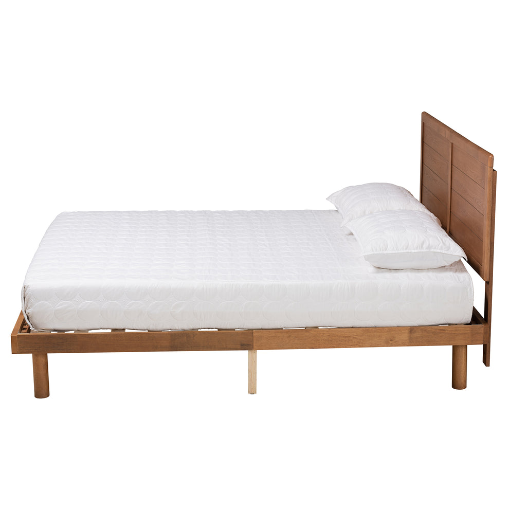 Baxton Studio Daina Mid-Century Modern Ash Walnut Finished Wood Queen Size Platform Bed | Beds | Modishstore - 3