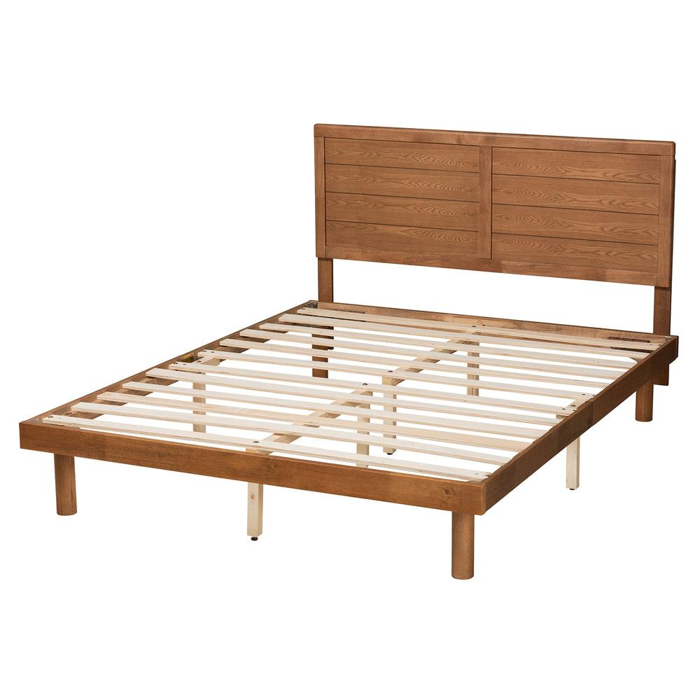 Baxton Studio Daina Mid-Century Modern Ash Walnut Finished Wood Queen Size Platform Bed | Beds | Modishstore - 4