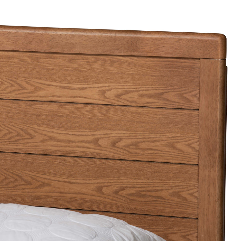 Baxton Studio Daina Mid-Century Modern Ash Walnut Finished Wood Queen Size Platform Bed | Beds | Modishstore - 5