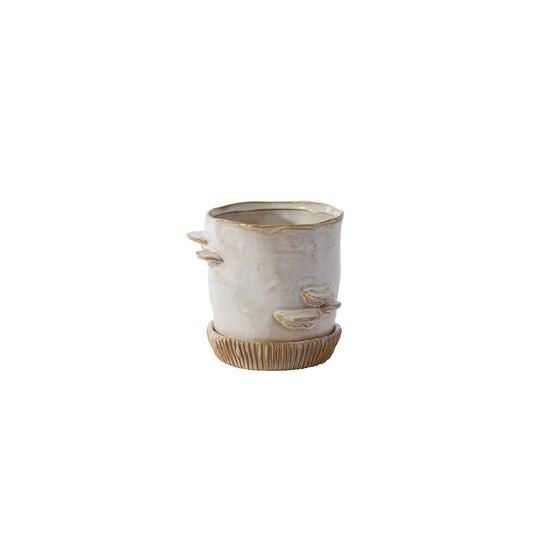 Stepped Mushroom Pot with Saucer Set of 2 By Accent Decor | Planters, Troughs & Cachepots | Modishstore - 1