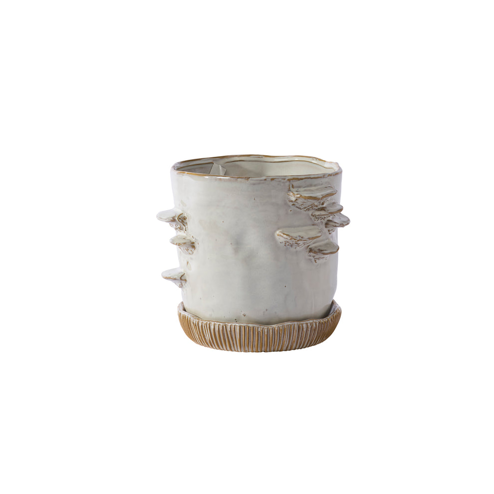 Stepped Mushroom Pot with Saucer Set of 2 By Accent Decor | Planters, Troughs & Cachepots | Modishstore - 8