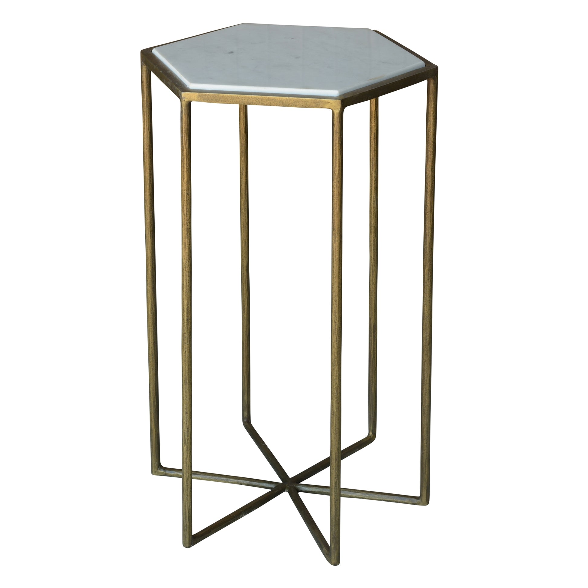 Apex Side Table, Brass & White Marble By HomArt | Side Tables | Modishstore - 3