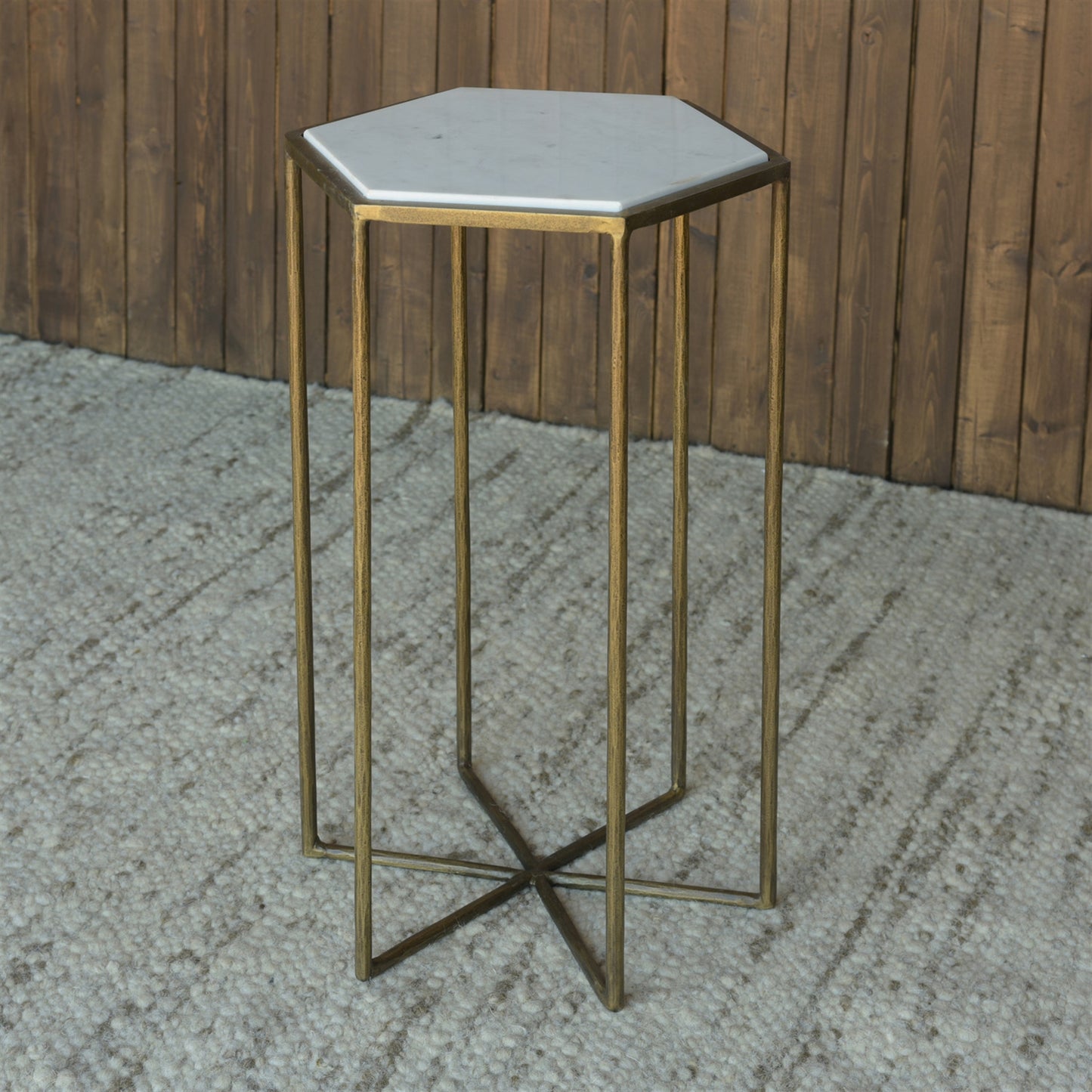 Apex Side Table, Brass & White Marble By HomArt | Side Tables | Modishstore - 2