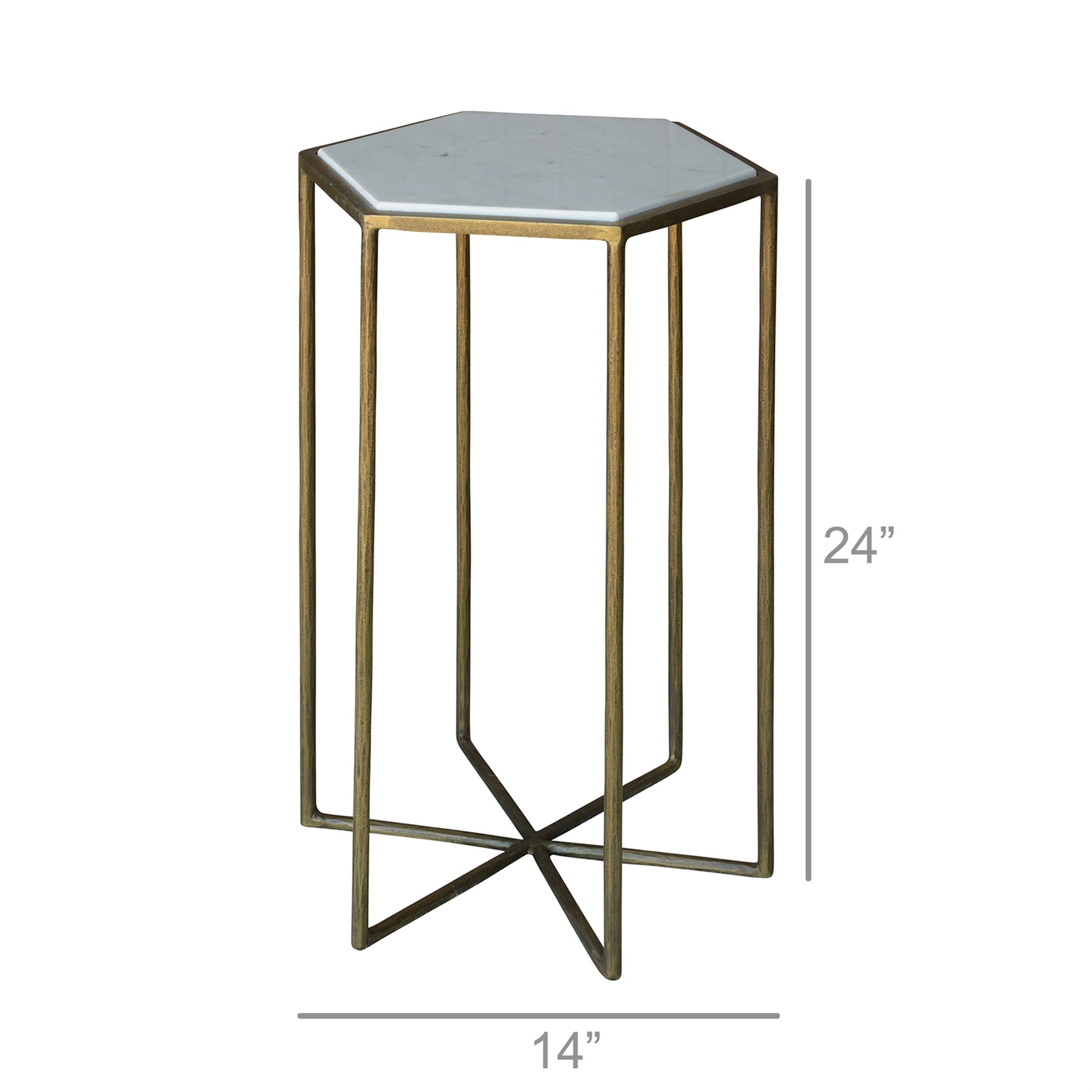 Apex Side Table, Brass & White Marble By HomArt | Side Tables | Modishstore - 4