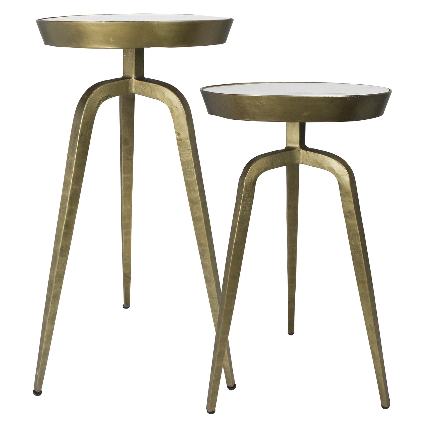Walker Side Tables, Brass & Marble - Set of 2 By HomArt | Side Tables | Modishstore - 1