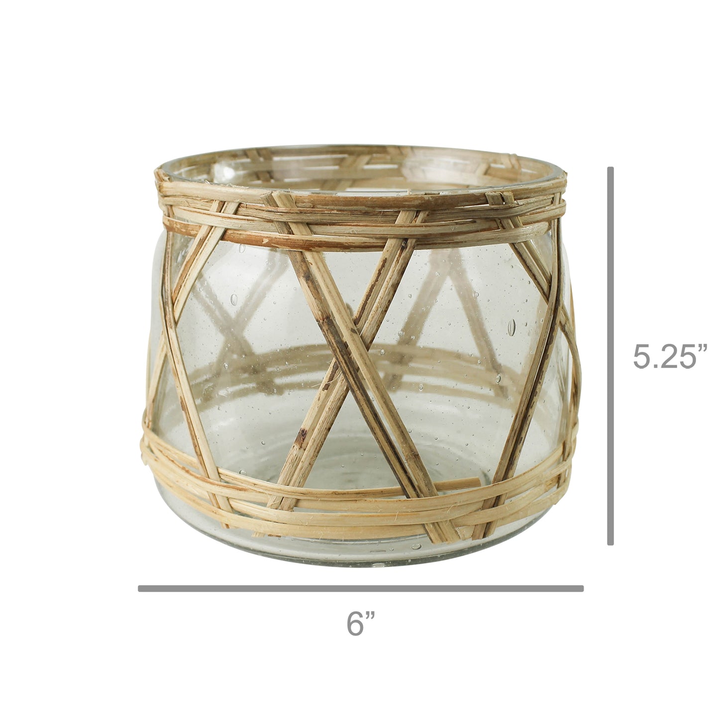 Cairo Hurricane, Glass & Rattan - Small Set Of 4 By HomArt | Candle Holders | Modishstore - 2