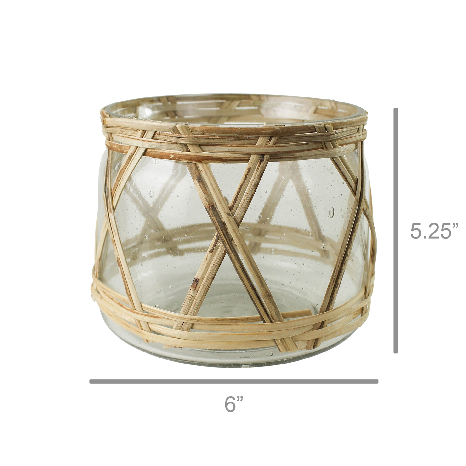 Cairo Hurricane, Glass & Rattan - Small Set Of 4 By HomArt | Candle Holders | Modishstore - 2