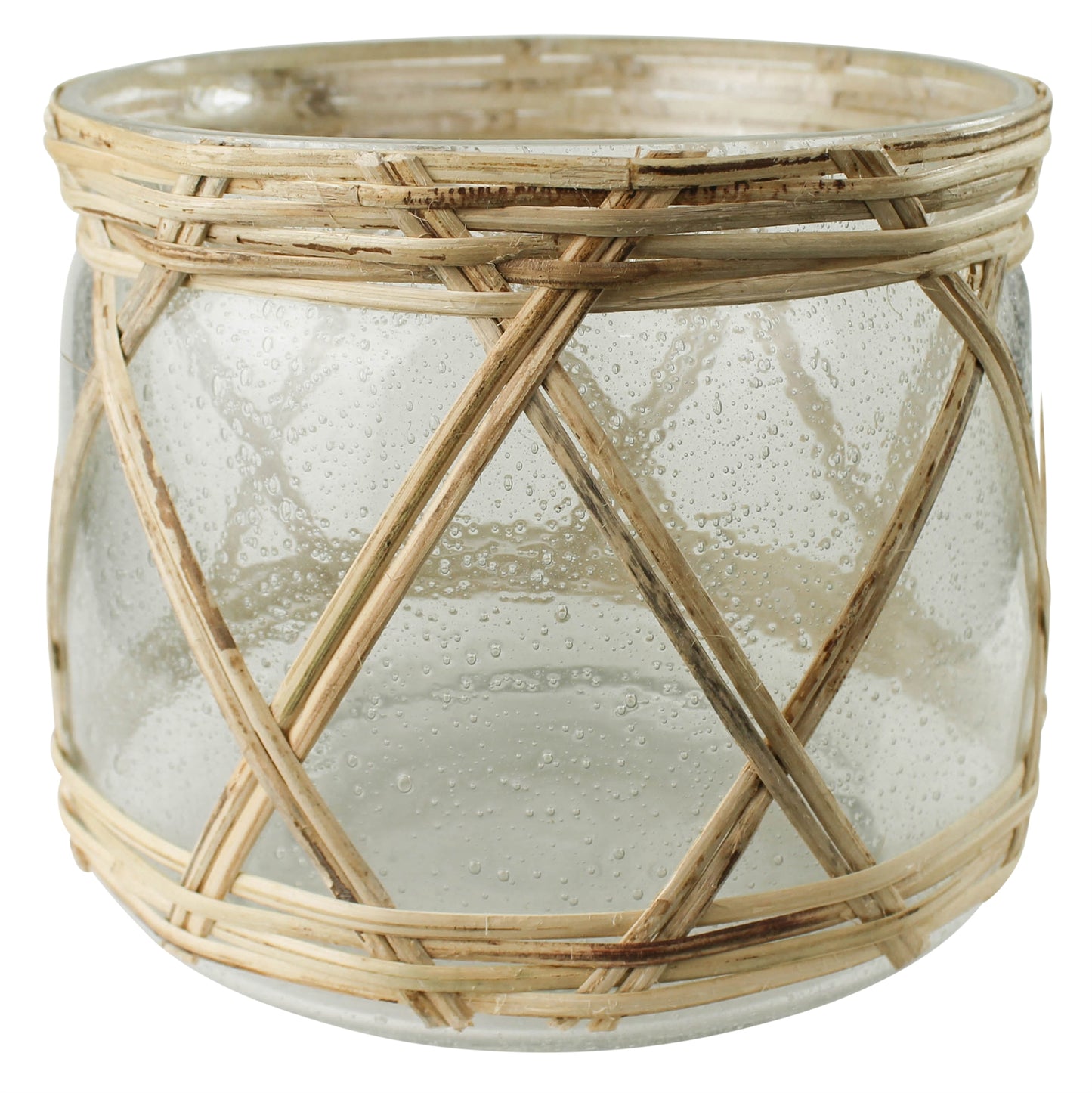 Cairo Hurricane, Glass & Rattan - Small Set Of 4 By HomArt | Candle Holders | Modishstore - 3