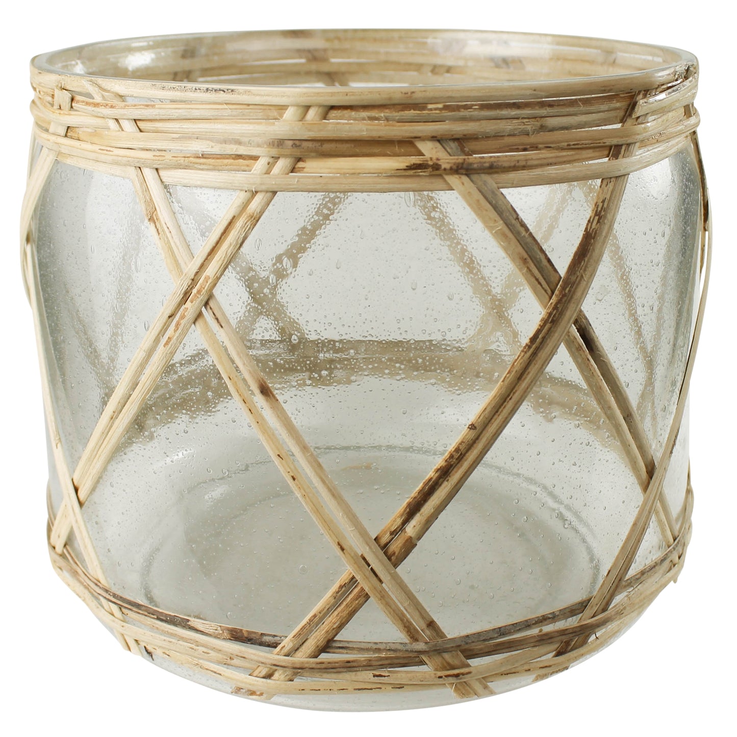 Cairo Hurricane, Glass & Rattan - Large Set Of 4 By HomArt | Candle Holders | Modishstore - 1