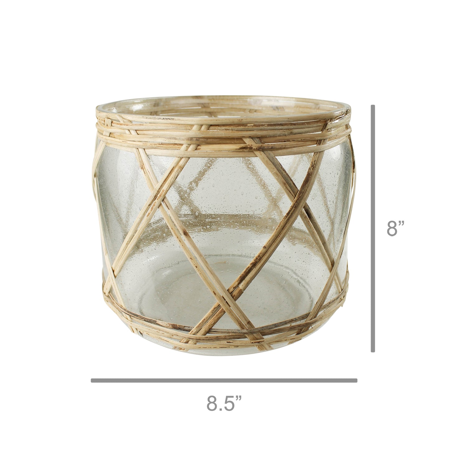 Cairo Hurricane, Glass & Rattan - Large Set Of 4 By HomArt | Candle Holders | Modishstore - 2