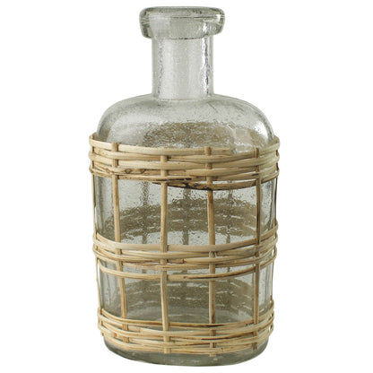 Cairo Bottle, Glass & Rattan - Small Set Of 4 By HomArt | Bottles & Jugs | Modishstore - 3