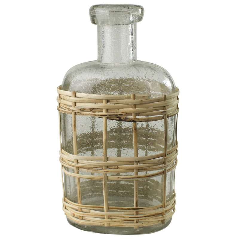 Cairo Bottle, Glass & Rattan - Small Set Of 4 By HomArt | Bottles & Jugs | Modishstore - 3