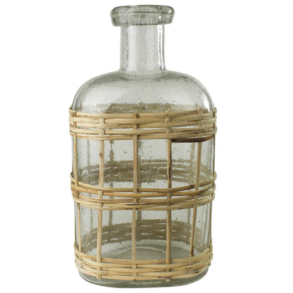 Cairo Bottle, Glass & Rattan - Small Set Of 4 By HomArt | Bottles & Jugs | Modishstore - 6