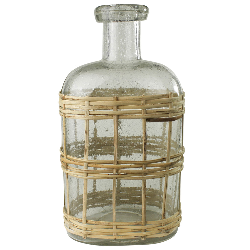 Cairo Bottle, Glass & Rattan - Small Set Of 4 By HomArt | Bottles & Jugs | Modishstore - 6