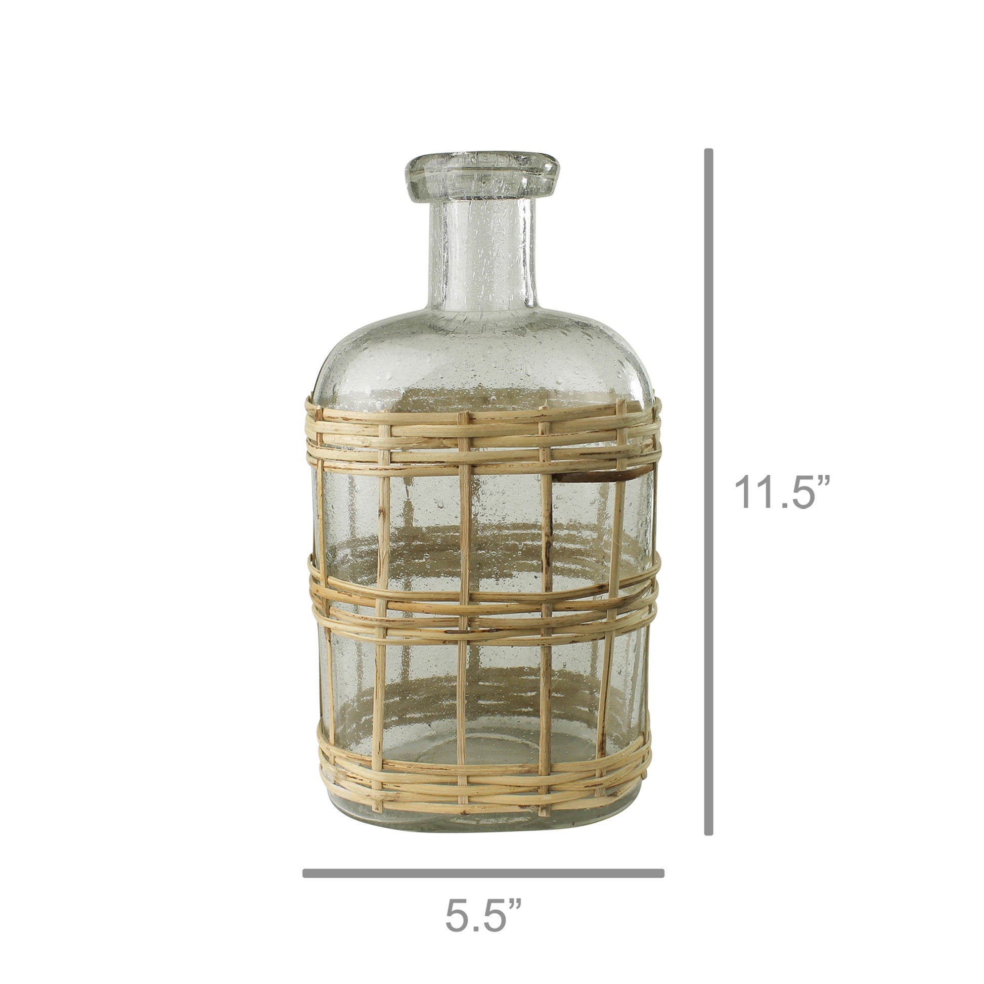 Cairo Bottle, Glass & Rattan - Small Set Of 4 By HomArt | Bottles & Jugs | Modishstore - 7