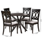 Baxton Studio Jessie Modern Grey Fabric and Dark Brown Finished Wood 5-Piece Dining Set | Dining Sets | Modishstore - 3