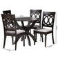 Baxton Studio Velia Modern Grey Fabric and Dark Brown Finished Wood 5-Piece Dining Set | Dining Sets | Modishstore - 3