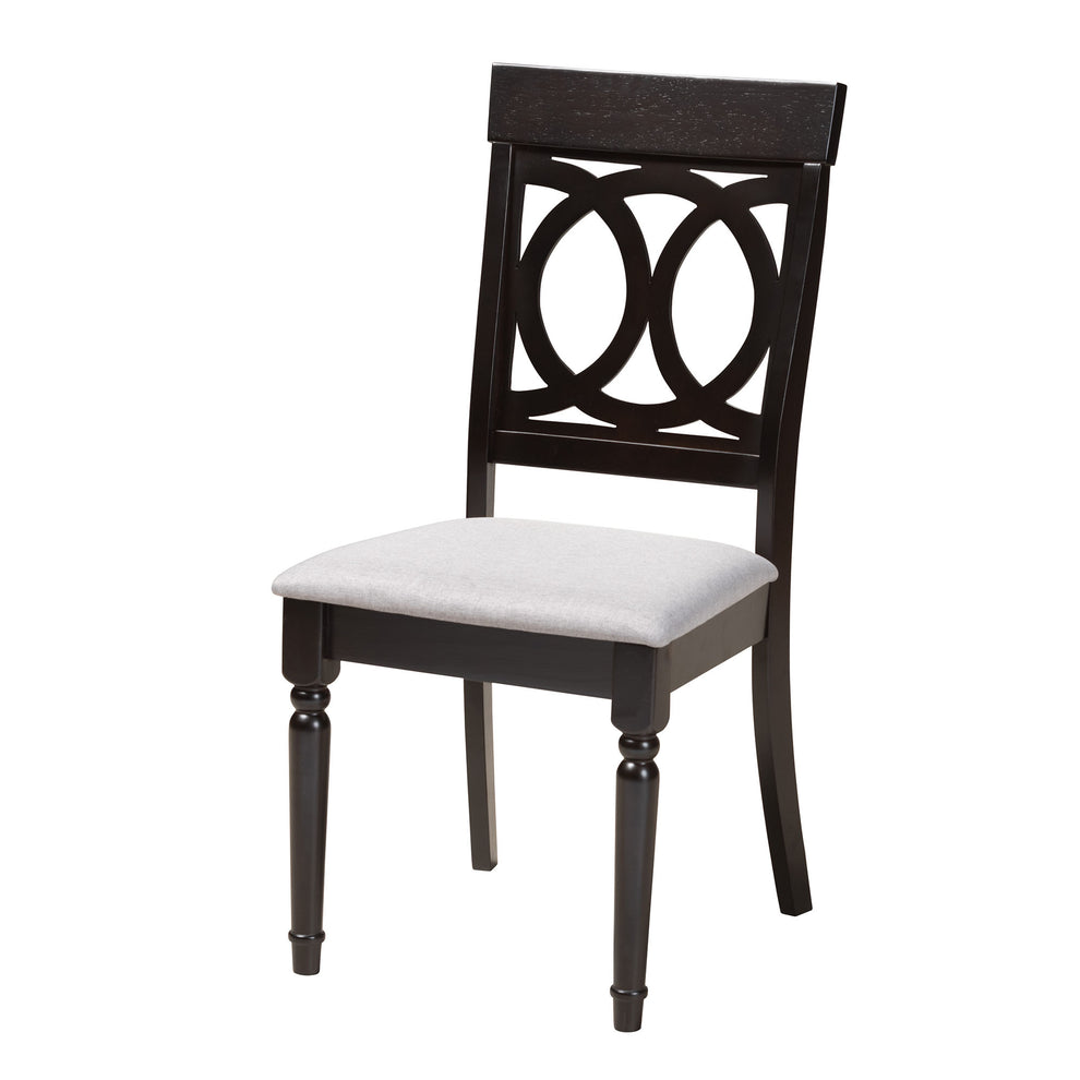 Baxton Studio Velia Modern Grey Fabric and Dark Brown Finished Wood 5-Piece Dining Set | Dining Sets | Modishstore - 5