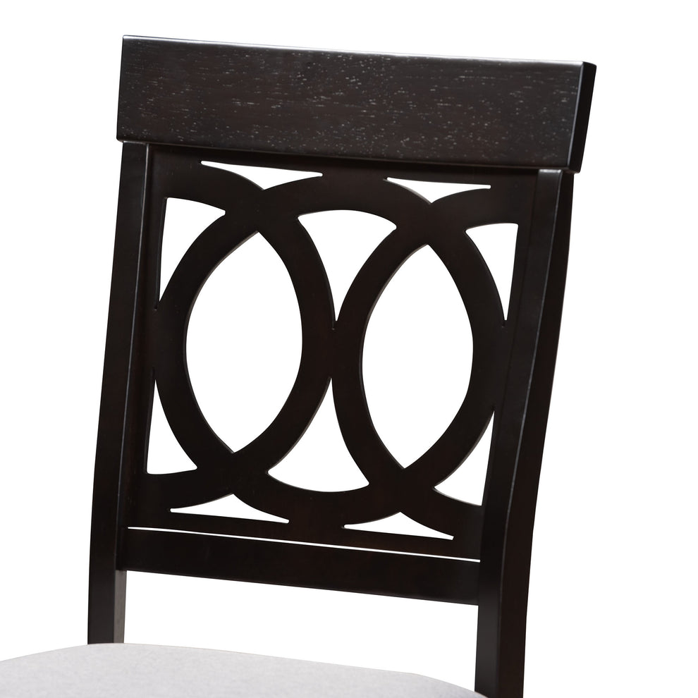 Baxton Studio Velia Modern Grey Fabric and Dark Brown Finished Wood 5-Piece Dining Set | Dining Sets | Modishstore - 8
