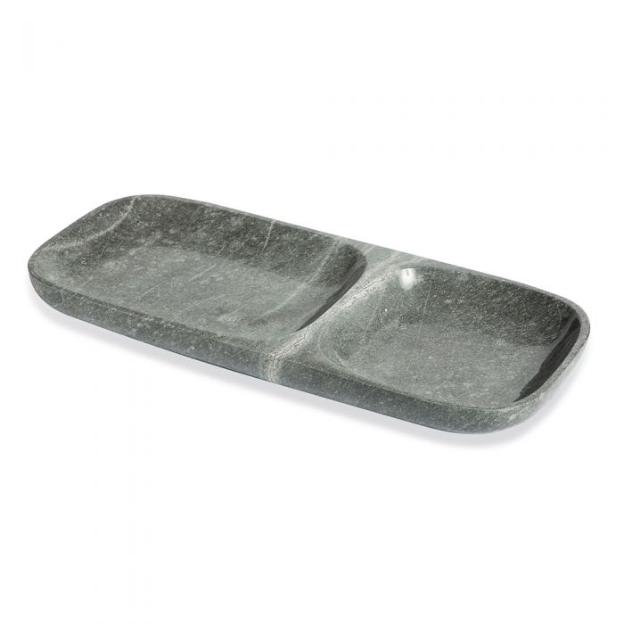 Harlow Dual Section Tray - Grey By Interlude Home | Trays | Modishstore - 2