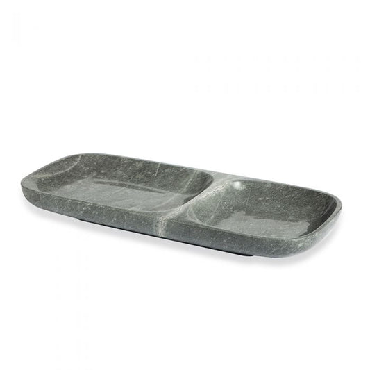 Harlow Dual Section Tray - Grey By Interlude Home | Trays | Modishstore