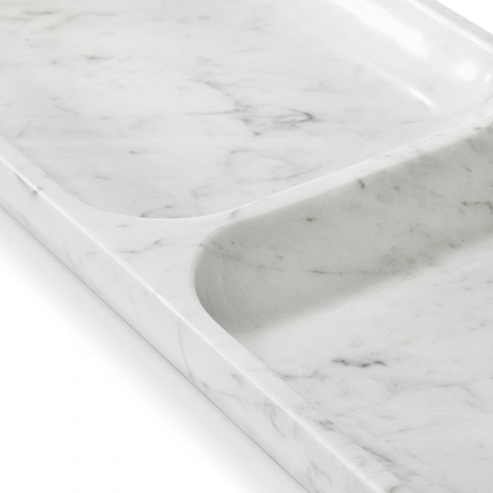 Alia Dual Section Tray - Carrara White By Interlude Home | Trays | Modishstore - 2