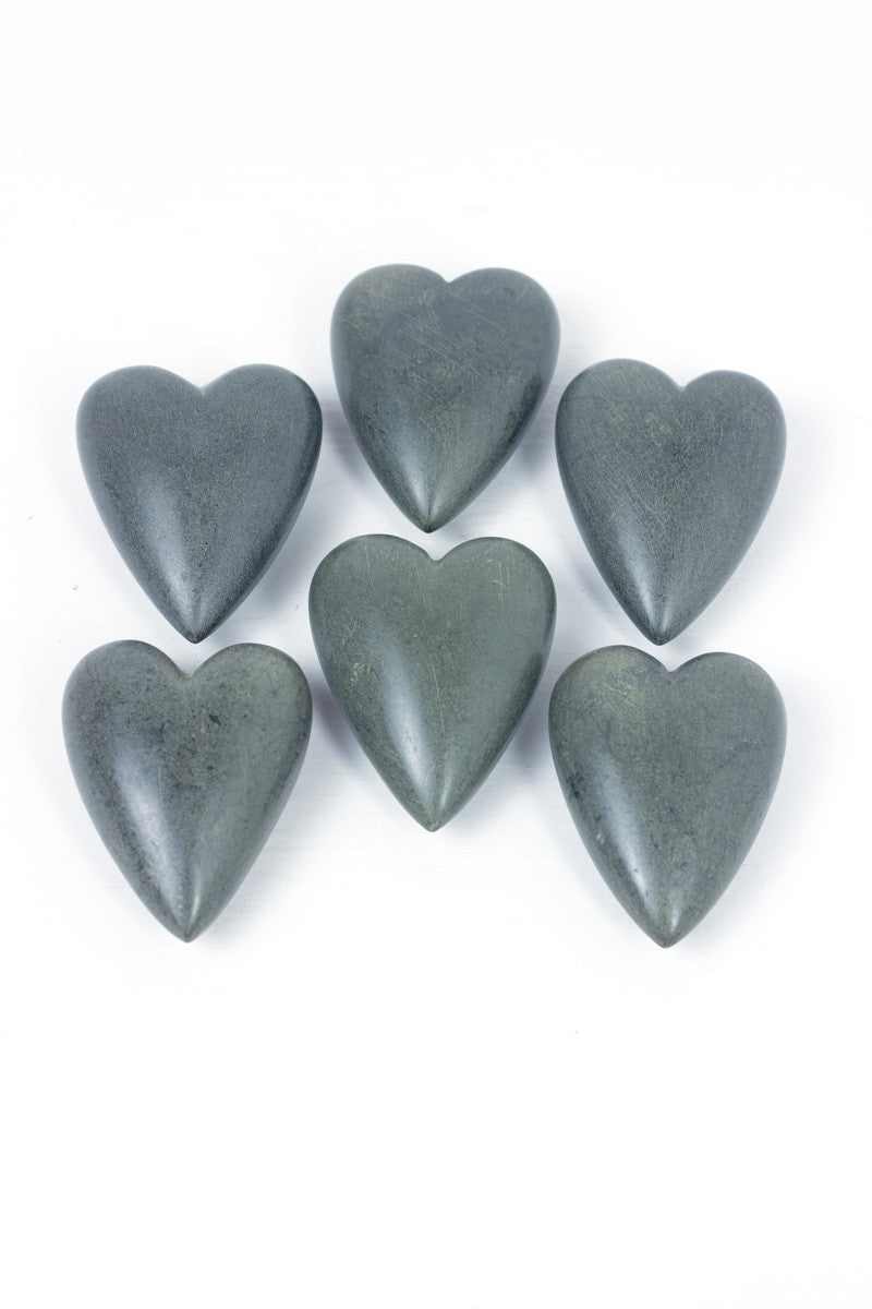 Hand-Carved Stone Hearts - Grey (Min 2) Set Of 6 By Kalalou | Ornaments | Modishstore - 3