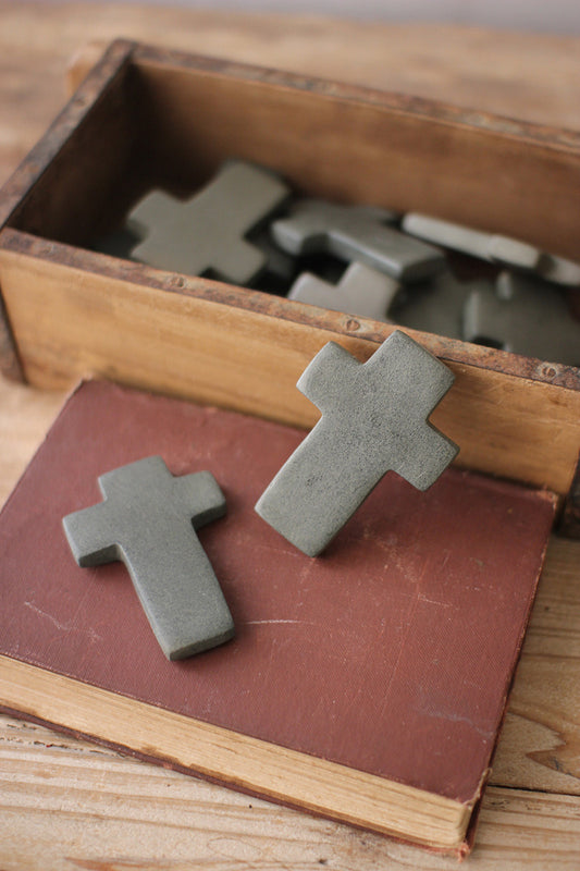 Hand-Carved Stone Crosses - Gray (Min 2) By Kalalou | Ornaments | Modishstore