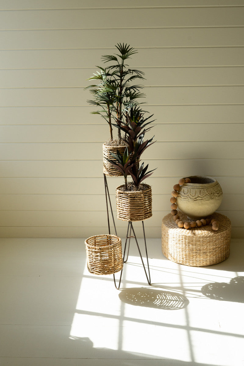 Three Tiered Seagrass Plant Stand By Kalalou | Planters, Troughs & Cachepots | Modishstore - 2