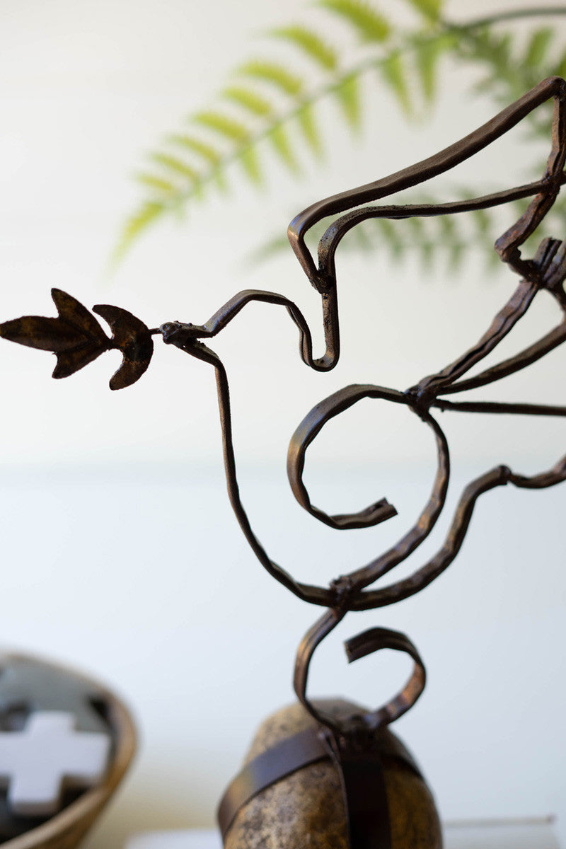 Sister Clara Metal Peace Dove On Caged Rock Base (Min 2) By Kalalou | Ornaments | Modishstore - 3