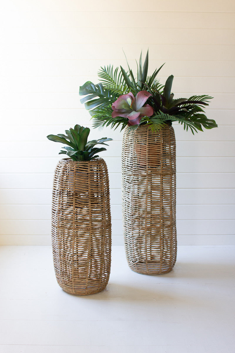Woven Seagrass Barrel Planters Set Of 2 By Kalalou | Planters, Troughs & Cachepots | Modishstore - 4