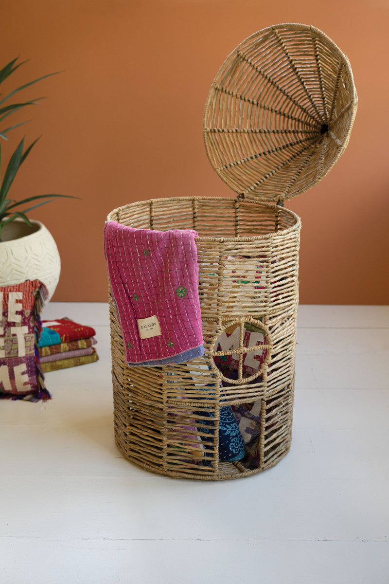 Woven Seagrass House Basket With Lid By Kalalou | Bins, Baskets & Buckets | Modishstore - 3