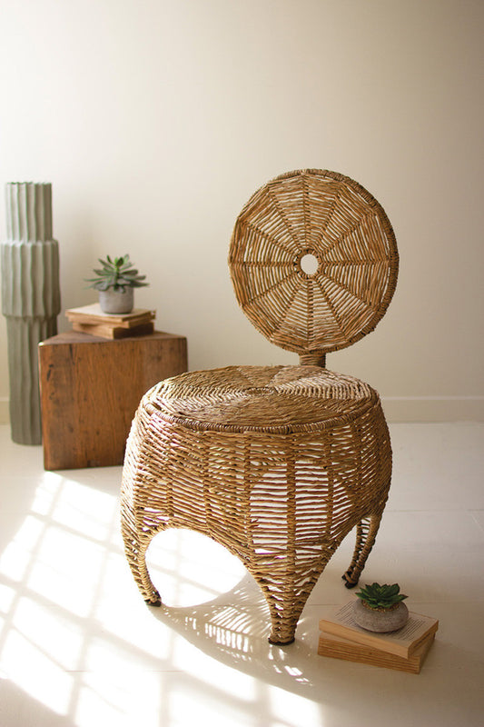 Woven Seagrass And Iron Statement Chair By Kalalou | Accent Chairs | Modishstore