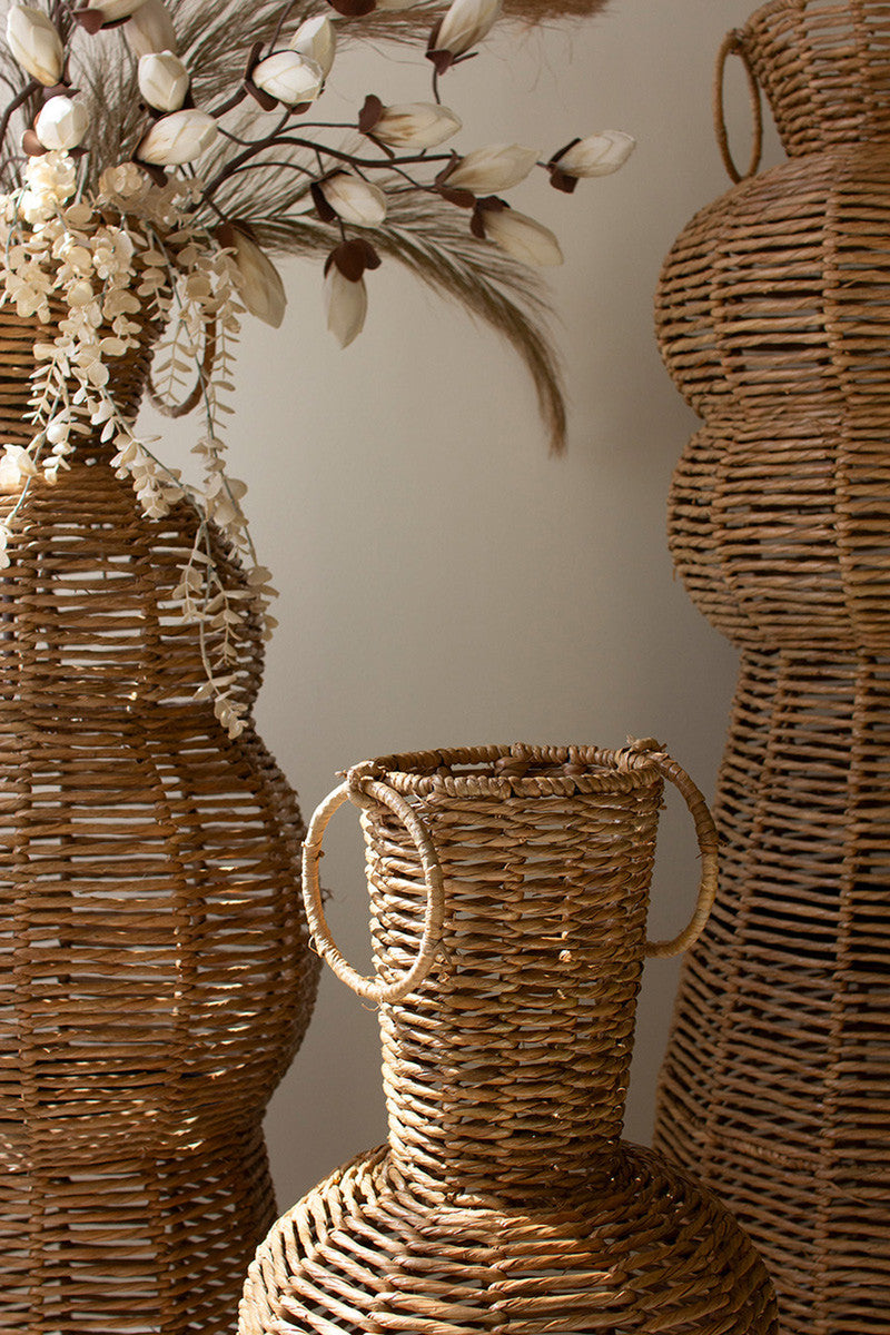 Woven Seagrass And Iron Floor Vases Set Of 3 By Kalalou | Vases | Modishstore - 3