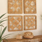 Set Of Four Seagrass And Iron Quilt Pattern Wall Art By Kalalou