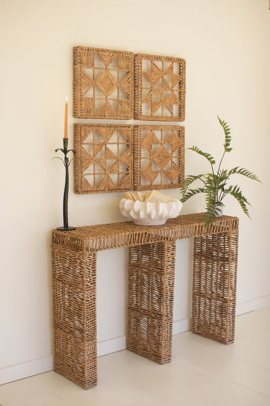 Woven Seagrass And Iron Console Table By Kalalou